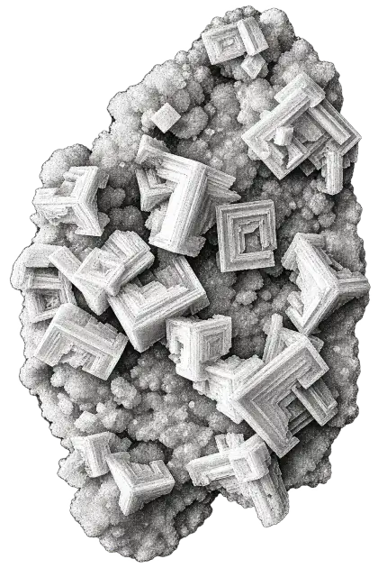 Monochrome mineral study accompanying Jupiter Trine Pluto: Birth Chart Meaning and Transit Triggers