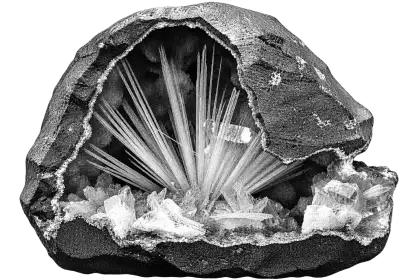 Monochrome mineral study accompanying Mars Conjunct Uranus: Birth Chart Meaning and Transit Triggers